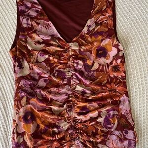 Y2K Floral V-Neck Ruched Women's Top